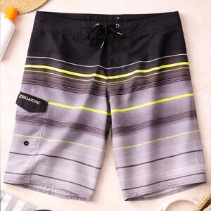 Billabong Recycler Premium X Board Shorts Gray Neon Stripe Size 38